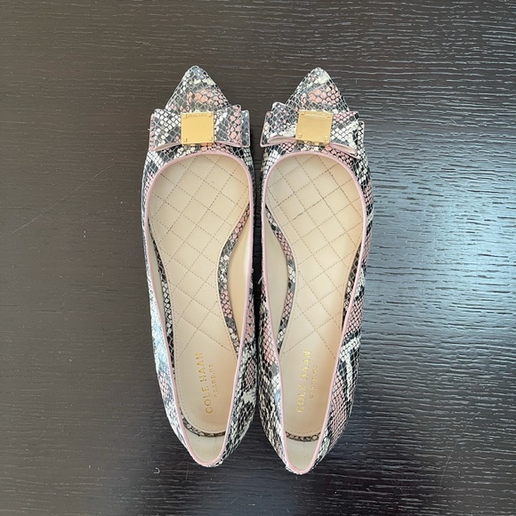 Cole Haan Tali Bow Flat In Misty Rose Snake Print - Picture 9 of 9